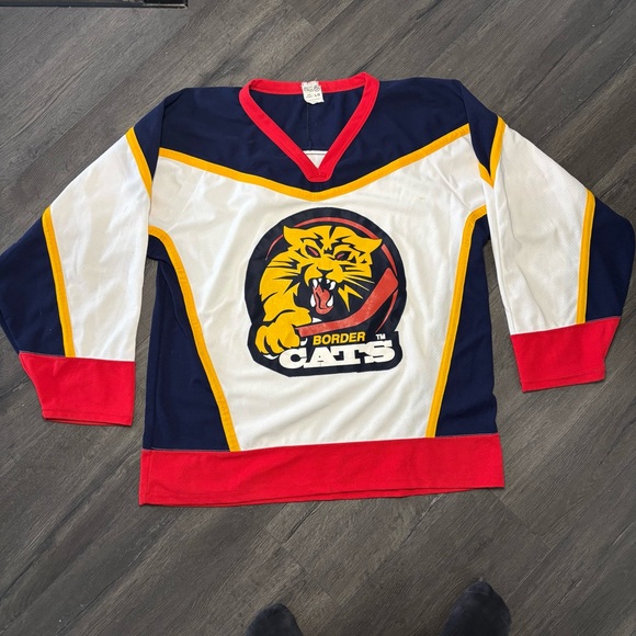 Vintage Athletic Knit Port Huron Border Cats UHL Hockey Jersey Men’s L